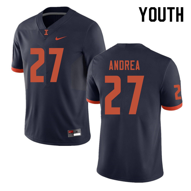 Youth #27 Alec Andrea Illinois Fighting Illini College Football Jerseys Sale-Navy